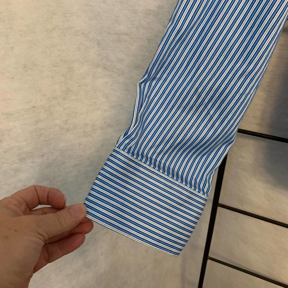 ROBERT GRAHAM Blue Stripe Button Down‎ Flip Cuff Dress Shirt Men's 2XL